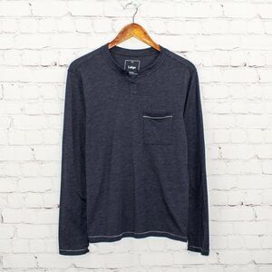 Lahgo Restore Long Sleeve Henley Shirt Blue Men's Size Small
